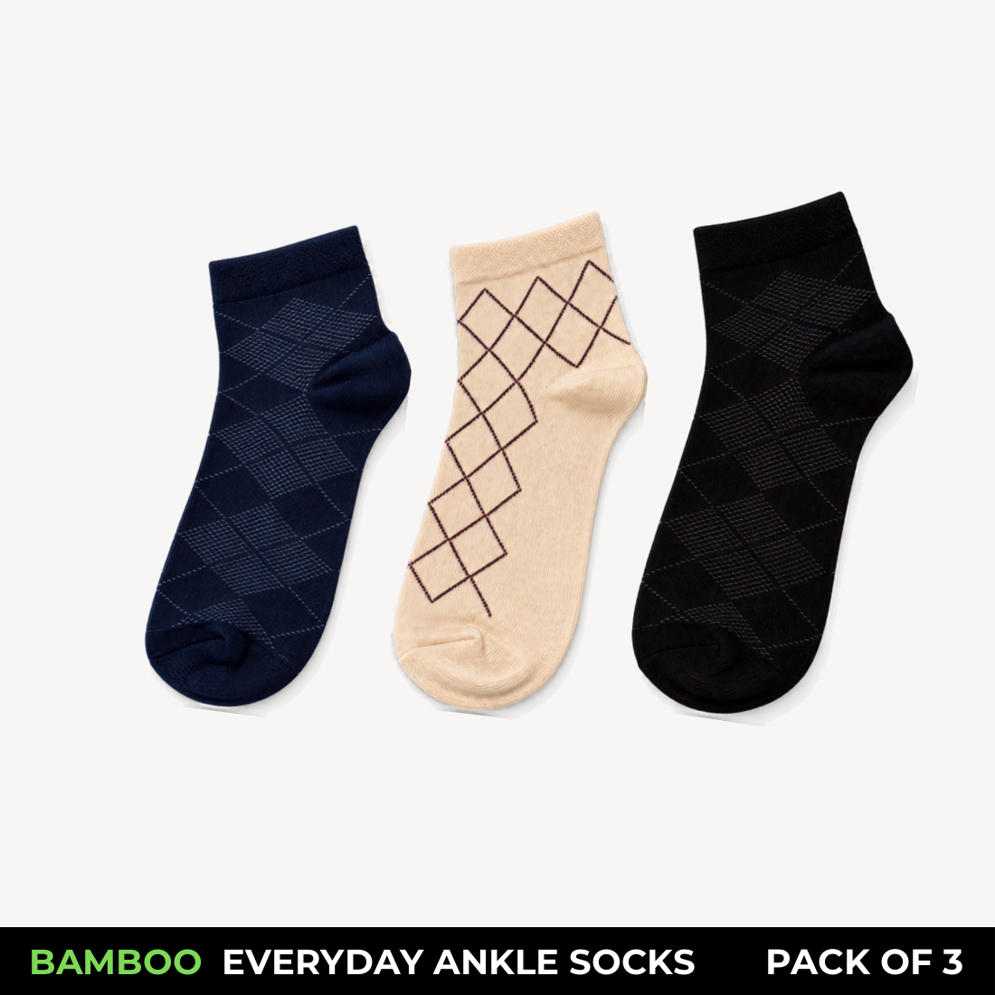 Corbel Bamboo GeoFlex Trio Ankle Socks | Pack of 3