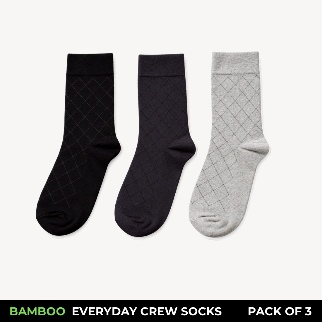 Corbel Classic Argyle Bamboo Crew Socks – Pack of 3