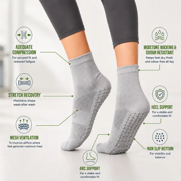 Bamboo Pilates Grip Socks Pack of 2