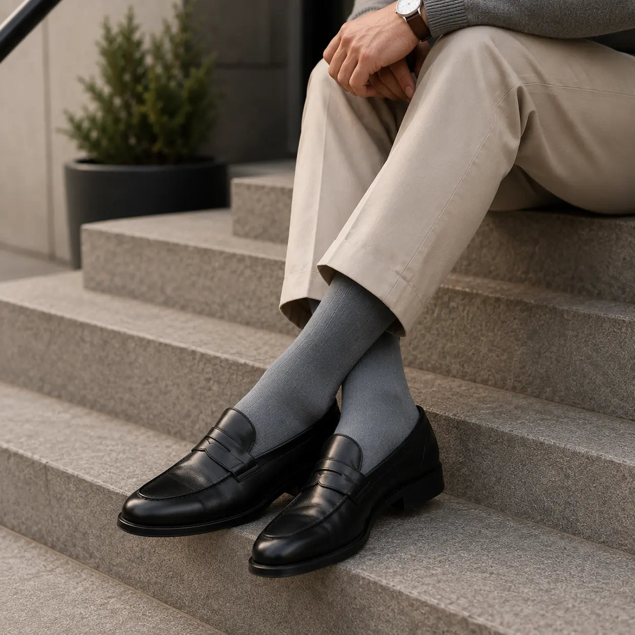 Men Cotton Modern Monochrome Set