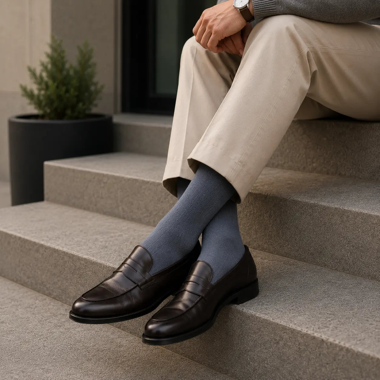 Men Cotton Modern Monochrome Set