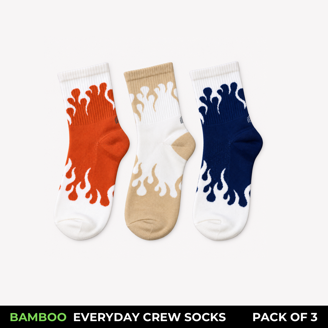 Corbel Flame Strike Cotton Crew Socks – Pack of 3
