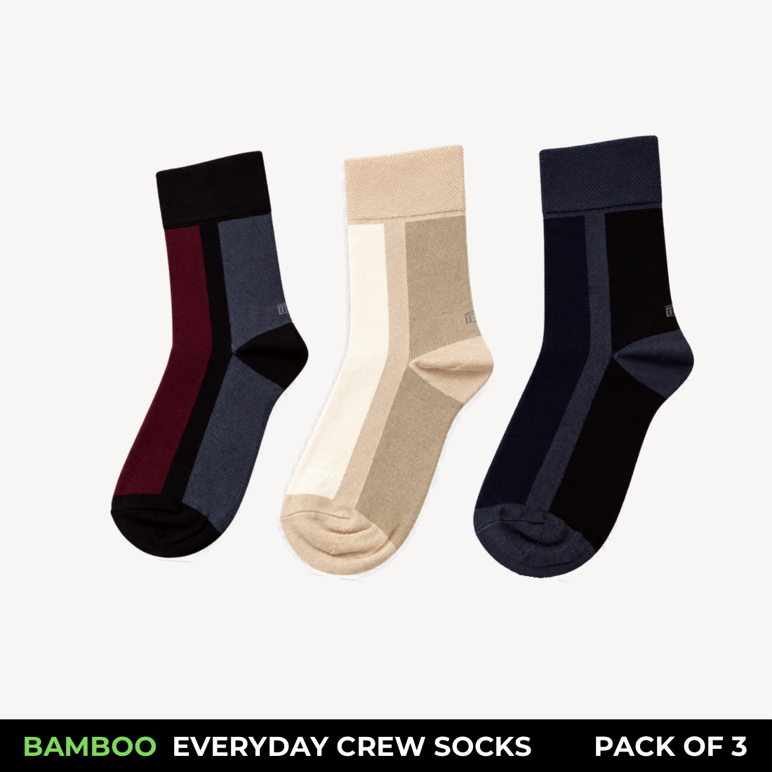 Corbel Modern Block Bamboo Crew Socks – Pack of 3